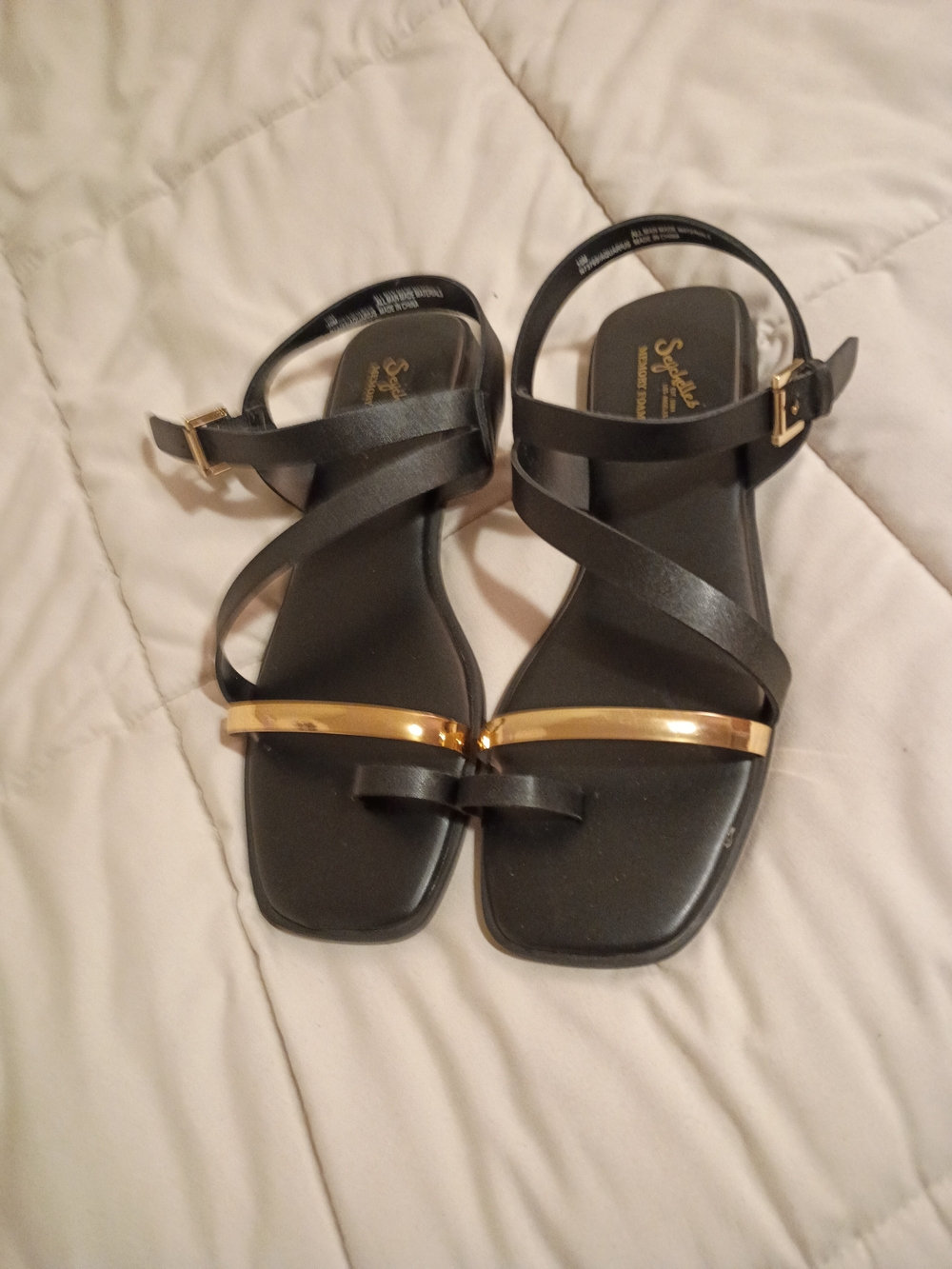 Seychelles Summer Rain Sandal Black & Gold Strappy Sandals